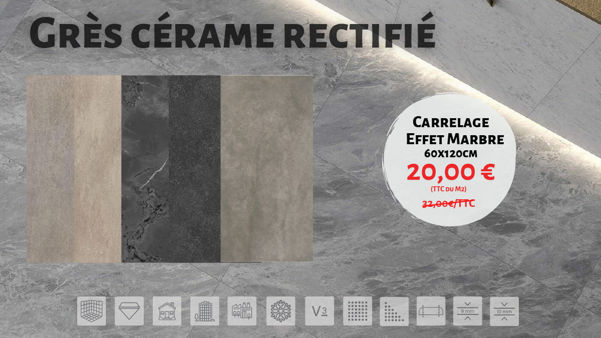 Grès cérame rectifié 60x120 cm - Offres Evdema
